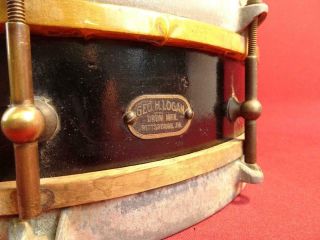 Rare Antique Vintage 1920s Geo.  H.  Logan Snare Drum Cast Aluminum