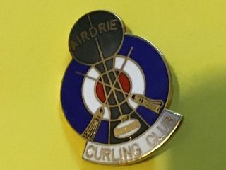 Airdrie Alberta Curling Club Vintage Lapel Pin,  Canada