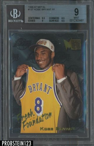 1996 - 97 Metal 137 Kobe Bryant Lakers Rc Rookie Bgs 9 W/ 2 9.  5 