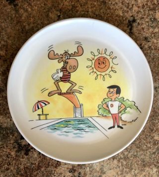 Bull Winkle Moose And Cheerios Kid Melmac 1960 Vintage 8” Plastic Plate