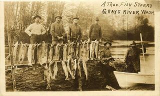 Good Fishing In Grays River,  Washington,  Rppc,  Vintage Postcard