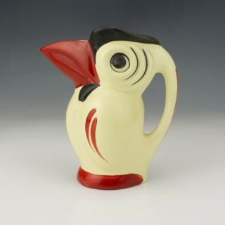 Vintage Ditmar Urbach Pottery - Hand Painted Bird Formed Jug - Art Deco