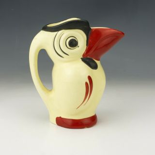 Vintage Ditmar Urbach Pottery - Hand Painted Bird Formed Jug - Art Deco 3