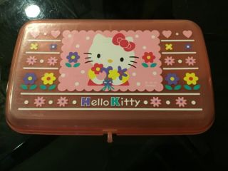 Hello Kitty Sanrio Vintage Pink Pencil Organizer Case With Removable Insert Tray