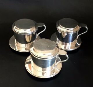 Three French Antique Individual Coffee Filters Renaka Paris 1920’s - Coffeeware