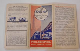 Map Philadelphia Rapid Transit System Route Map 1936 Streetcar Subway Elevated B