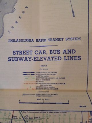 Map Philadelphia Rapid Transit System Route Map 1936 Streetcar Subway elevated b 3
