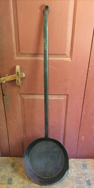 Antique 18th Early 19th Century Long Handled Wrought Iron Long Handled Skillet