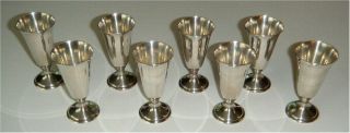 Lovely Set Of 8 Sterling Silver Cordial Cups,  Gorham,  1940s,  197 Grams