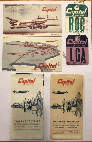 Capital Airlines Ticket Jackets And Baggage Tags (set Of 8)