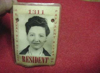 Vintage Ww2 Era Us Naval Air Station Patuxent River Resident Id Card