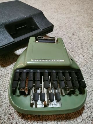 Vintage Stenograph Shorthand Typing Machine - Olive Green Secretarial Model