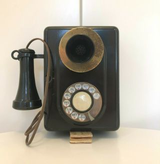 Antique 1920s Automatic Electric Wall Phone Model 21.  Some Brass