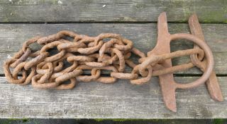Antique Ship Chain 96 " Hand Forged Anchor Tug Boat Boom Float Logging Mooring