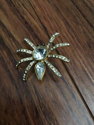 Vintage Spider Brooch Goldtone Costume Jewelry