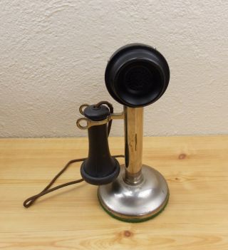 Antique Western Electric Nickel Plated Candlestick Telephone Phone Patented 1904