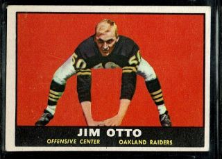 1961 Topps Football Oakland Raiders Miami Jim Otto Rookie Card Rc Hof 182 Ex