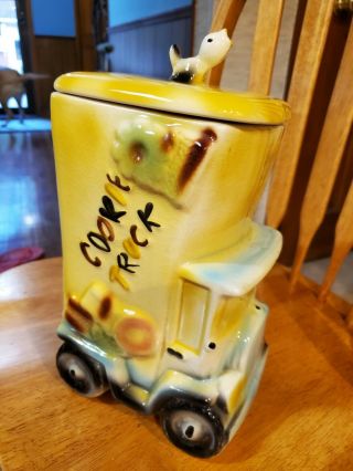 Vintage 1950 American Bisque Hand Painted " Cookie Truck " Cookie Jar