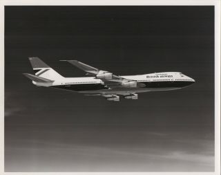 Large Vintage Photo - British Airways Boeing 747 G - Awnn In - Flight