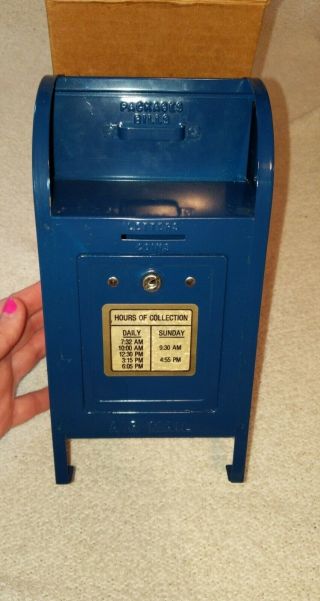 Vintage Brumberger Usps Metal Mail Box Coin Bank 9.  5 " No Key