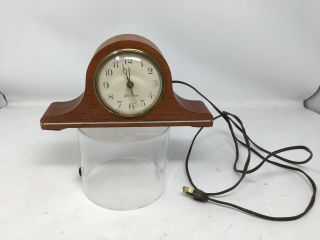 Vintage Seth Thomas Mantelette Electric Alarm Clock Model Ss12 - N Wooden Mantel