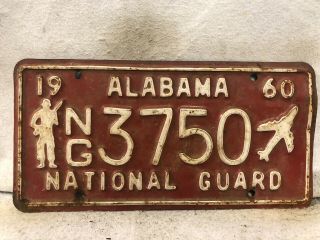Vintage 1960 Alabama National Guard License Plate