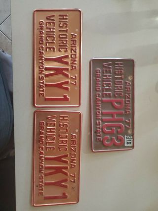 3 1977 Arizona Historical Vehicle COPPER LICENSE PLATE - Grand Canyon State 2