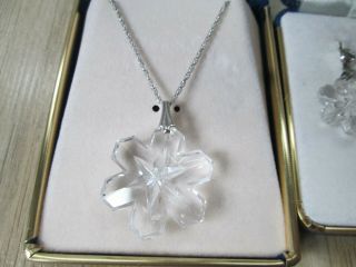 Vtg Jewelry Gorham Chrystal Snowflake Necklace & Earrings Sterling Silver 2