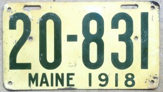 1918 Maine License Plate Number Tag