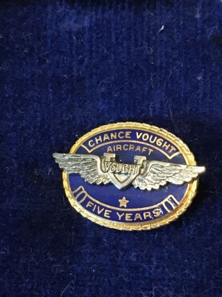 Vintage Chance Vought Aircraft Five Year Lapel Pin,  10k