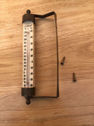 Vintage L.  L.  Bean Brass Outdoor Window Thermometer - With Mounting Screws Euc