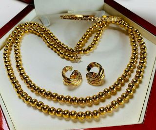 Vintage Jewellery Signed Monet Gold Plated Necklace/bangle/earrings