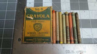 Vintage Binney & Smith Co.  Crayola Gold Medal 8 School Crayons Early 1900s?