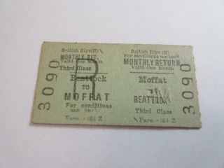 1953 Br (scotland) Railway Ticket - Beattock To Moffat,  3rd Class Monthly Return