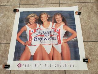 Budweiser Vintage Poster Swimsuit Wish They All Could Be California Girls Pinup