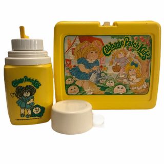 Vintage 1983 Cabbage Patch Kids Plastic Lunch Box Thermos & Cup Crisp Graphics