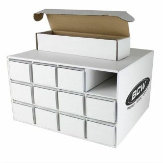 1x Bcw Sports Card House With 12 - 800 Ct Trading Cardboard Storage Boxes