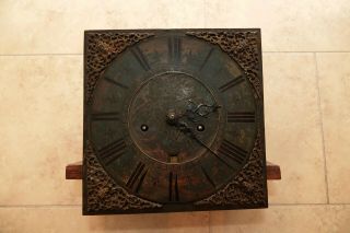 Antique Long Case Clock Movement With Decorative Dial
