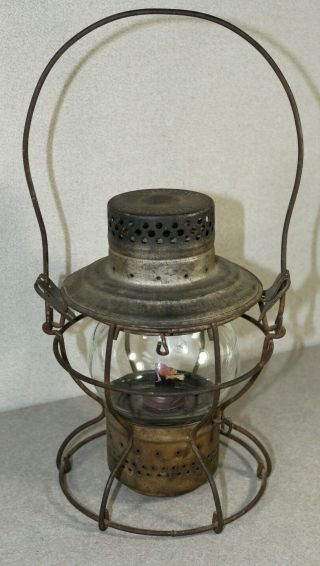Vintage Handlan St Louis Usa Pennsylvania Railroad Lantern Clear Glass Globe 2