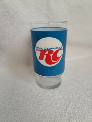 Vintage Rc Royal Crown Cola Drinking Glass Soda Pop Decor Blue 5 - 3/8 " Tall