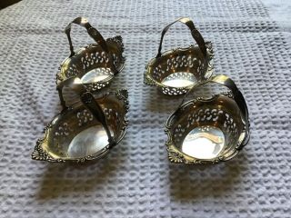 Set Of 4 Cromwell Gorham Sterling Silver Handled Nut Cups/baskets A4780/1