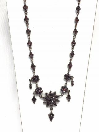 Antique Jewelry Bohemian Faceted Red Garnet Necklace