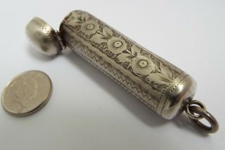 Decorative English Antique 1902 Solid Silver Chatelaine Needle Case Holder