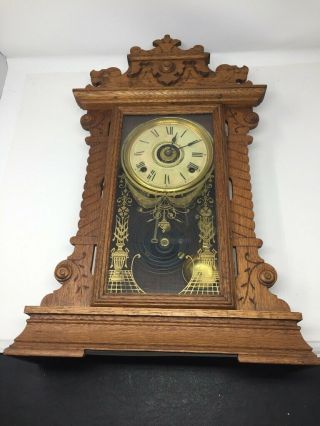 Antique Seth Thomas Kitchen Clock With Alarm 8 - Day,  Time/strike,  Key - Wind