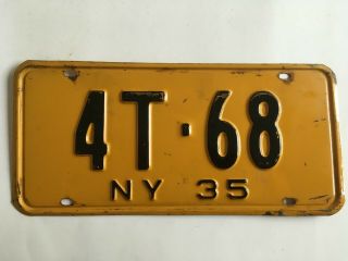 1935 York License Plate 100 All Paint