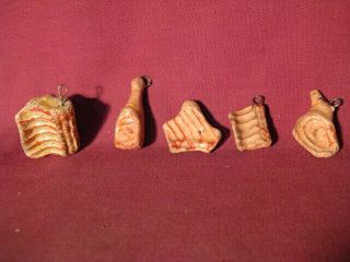 Set 5 Antique German Hand Painted Composition Meats For Toy Meat Store