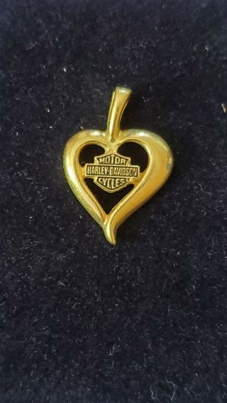 10k Yellow Gold Harley Davidson Motor Cycles Heart Pendant By O.  L.  P.
