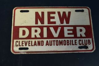 Vintage (1950s??) Ohio License Plate Booster; Driver/ Cleveland Auto Club