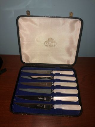 Vintage Set Of 6 Raimond Sheffield England Stainless Steel Mop Serrated Knives