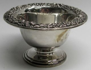 Vintage S.  Kirk & Son Sterling Silver Repousse 214 Footed Pedestal Bowl / Dish